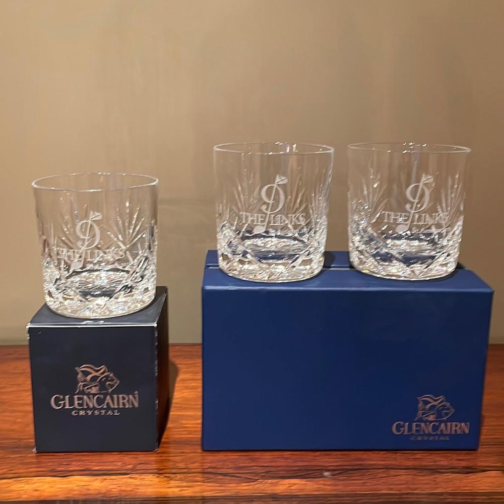 Glencairn Crystal Cocktail Glasses - Etched with The Links - St. Andrews 2015
